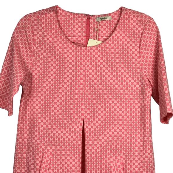 Tyler Boe Cindy Dress Retro 70s Pink White Flamingo Circle Geometric Mini sz S - Picture 7 of 9